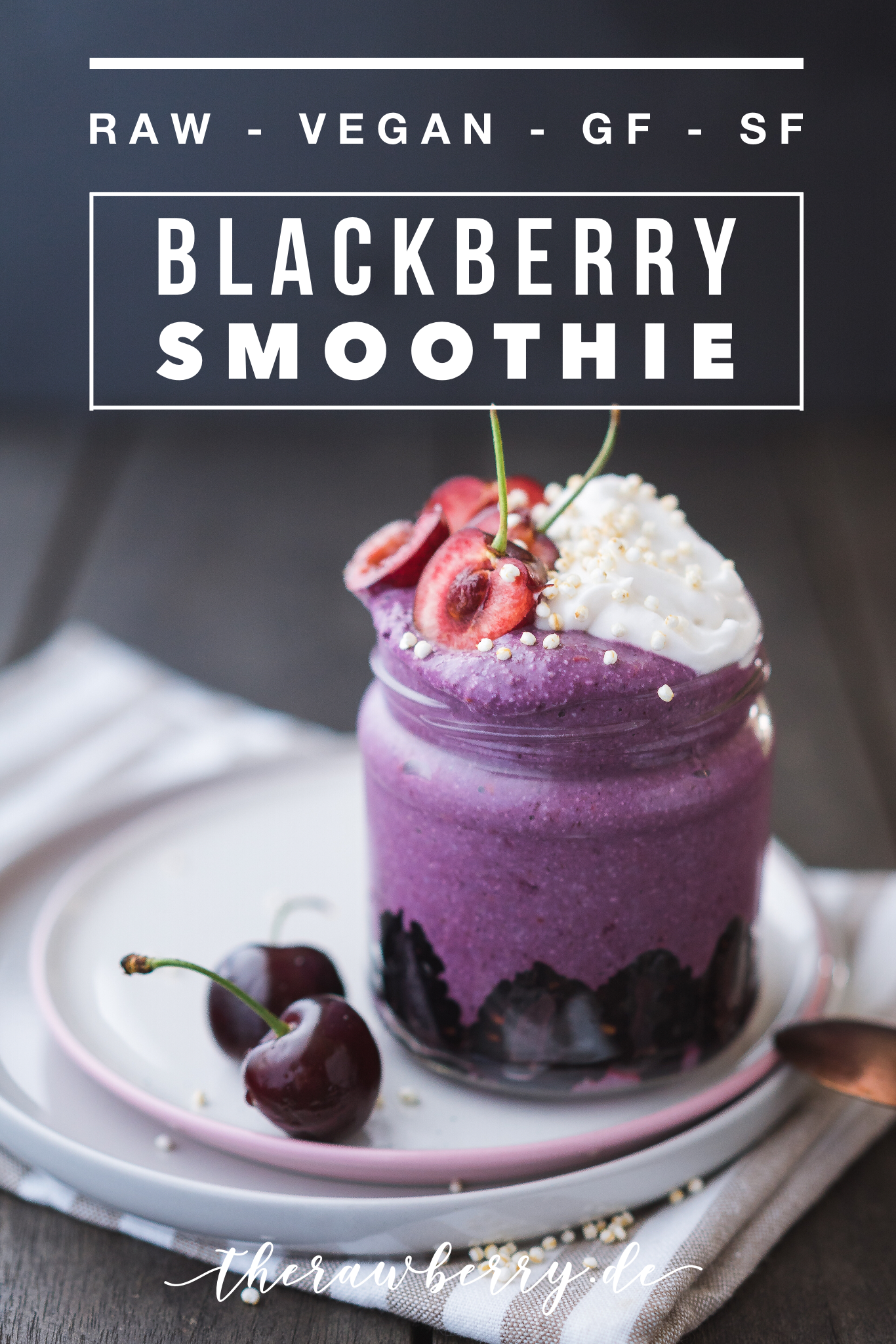 smoothie, delicious, vegan, food, purple, healthy, clean eating, clean eats, foodie, food photography, raw, gluten-free, sugar free, dairy free, cherries, blackberry, yum, summaries, recipe, blogger, jar, glas, soul food, comfort food, detox, easy, quick, protein packed, high protein