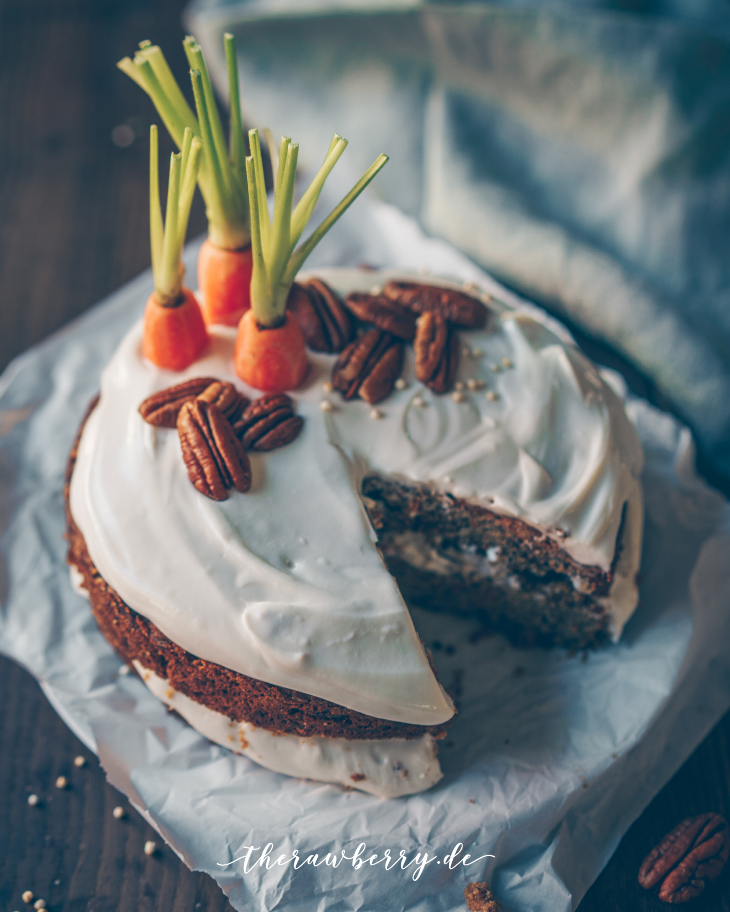 carrot cake, Rüblikuchen, Karottenkuchen, kuchen, cake, vegan, backen, baking, delicious, lecker, healthy, gesund, easter, ostern, einfach, easy, whole foods, diet, veggies, gems, therawberry