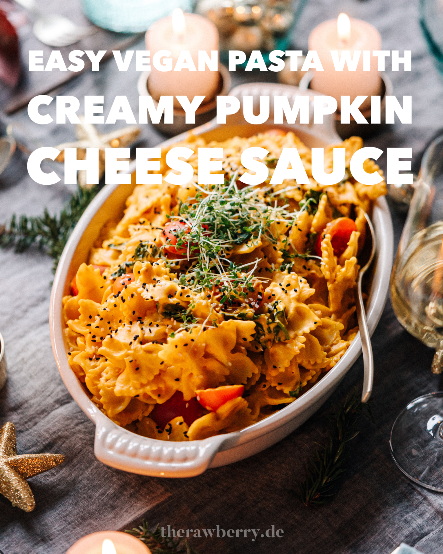 vegan, festive, festlich, weihnachten, christmas, cooking, kochen, dinner, plant-based, vegan, pasta, nudeln, käse, cheese, sauce, soße, healthy, gesund, lecker, delicious, yum, food, essen, dinner, lunch, Mittagessen, Abendessen, einfach, simple, pumpkin, Kürbis, tableware, Geschirr, Tritschler, marie dorfschmidt, therawberry, food photography, fotografie, beautiful, hübsch, cheers, prost, rezept, recipe