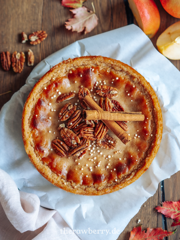 einfach, easy, recipe, Rezept, kuchen, cake, cheescake, Käsekuchen, cinnamon, zit, apple, apfel, fall, autumn, Herbst, vegan, glutenfree, glutenfrei, Marie Dorfschmidt, therawberry, food, essen, dessert, nachtisch