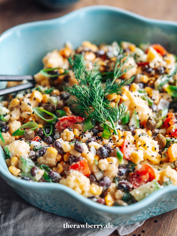 Polenta Salat vegan therawberry