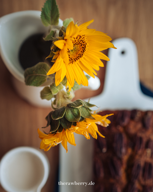 Sonnenblumen, gelb, Kürbis Kuchen