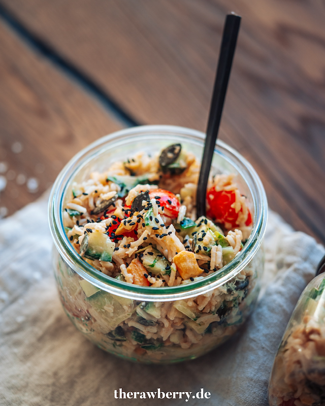 glas, Löffel, Reissalat